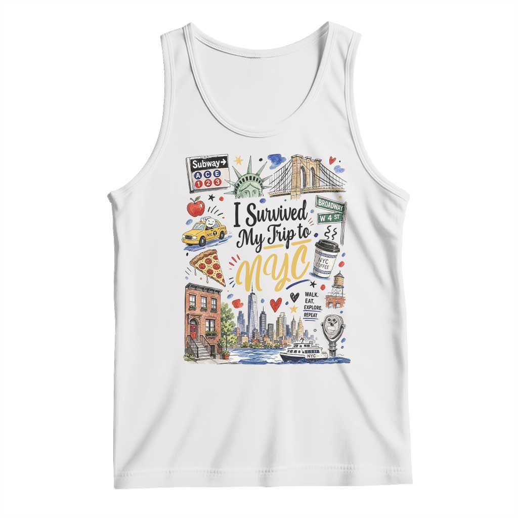 I Survived My Trip To NYC Iconic Symbols Graphic Tank Top Funny New York City Travel Humor Vacation Souvernir