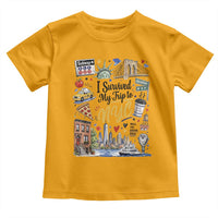 I Survived My Trip To NYC Iconic Symbols Graphic Toddler T Shirt Funny New York City Travel Humor Vacation Souvernir