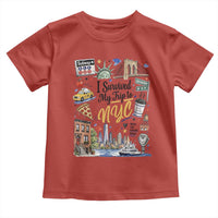 I Survived My Trip To NYC Iconic Symbols Graphic Toddler T Shirt Funny New York City Travel Humor Vacation Souvernir