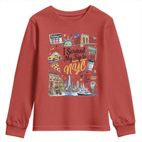 I Survived My Trip To NYC Iconic Symbols Graphic Youth Sweatshirt Funny New York City Travel Humor Vacation Souvernir