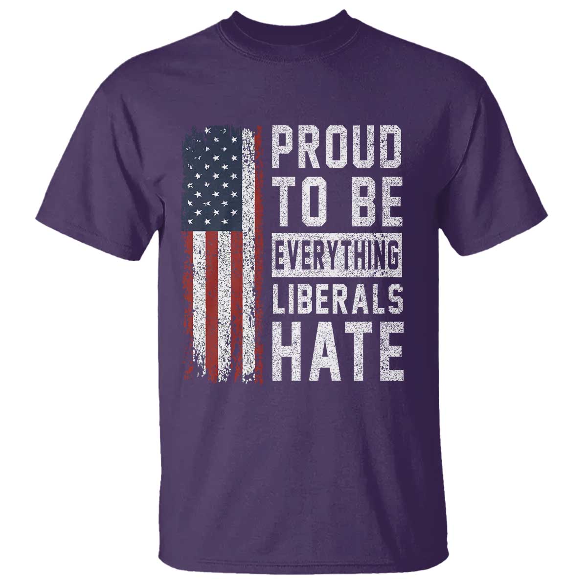 Proud To Be Everything Liberals Hate Satire T Shirt Distressed American Flag Patriotic Sarcasm Graphic
