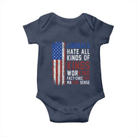 Liberals Hate All Kinds Of Kings American Flag Baby Onesie Working Fact Checking Making Sense Patriotic Sarcasm