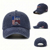 Liberals Hate All Kinds Of Kings American Flag Washed Cotton Baseball Cap Working Fact Checking Making Sense Patriotic Sarcasm