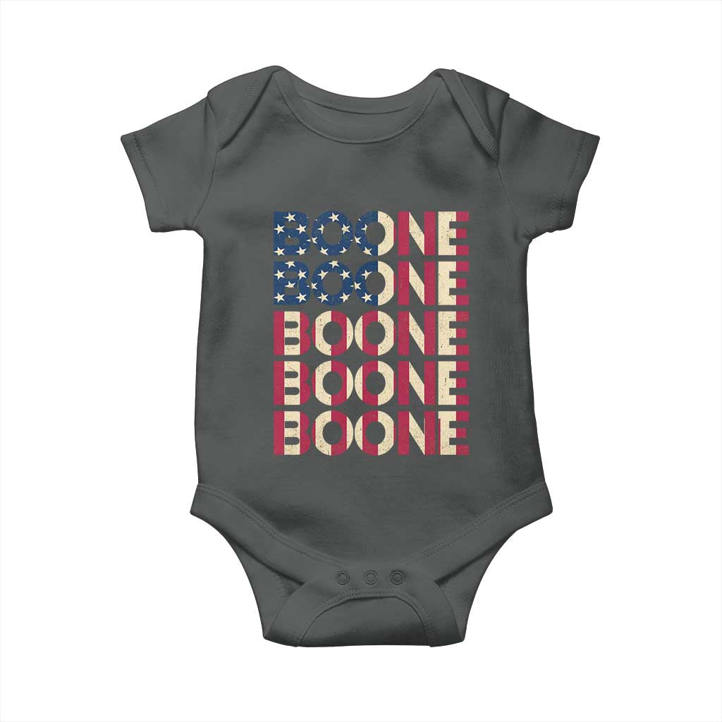 Boone Name Lover American Flag USA Stars Stripes Baby Onesie