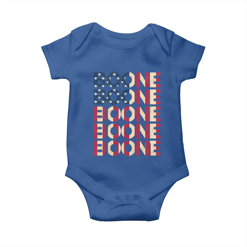 Boone Name Lover American Flag USA Stars Stripes Baby Onesie