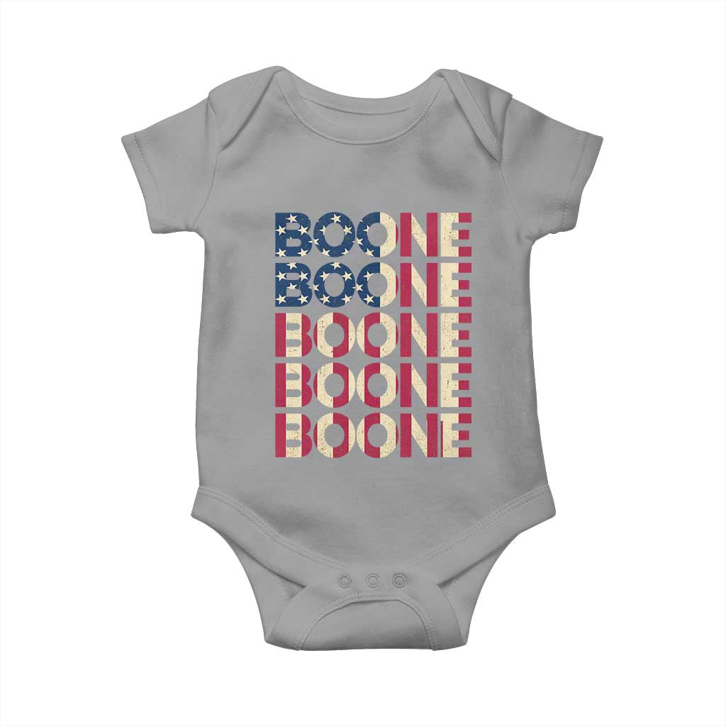 Boone Name Lover American Flag USA Stars Stripes Baby Onesie