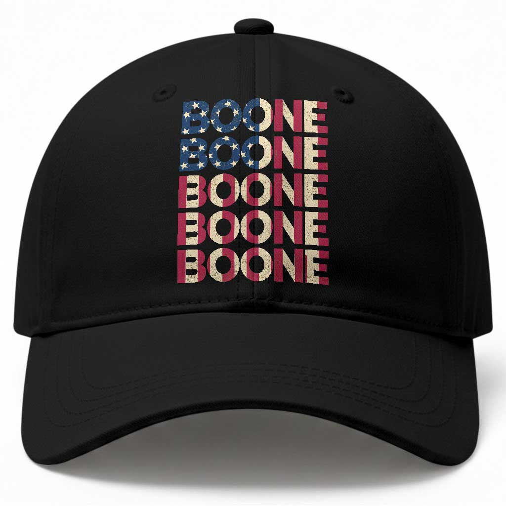 Boone Name Lover American Flag USA Stars Stripes Baseball Cap