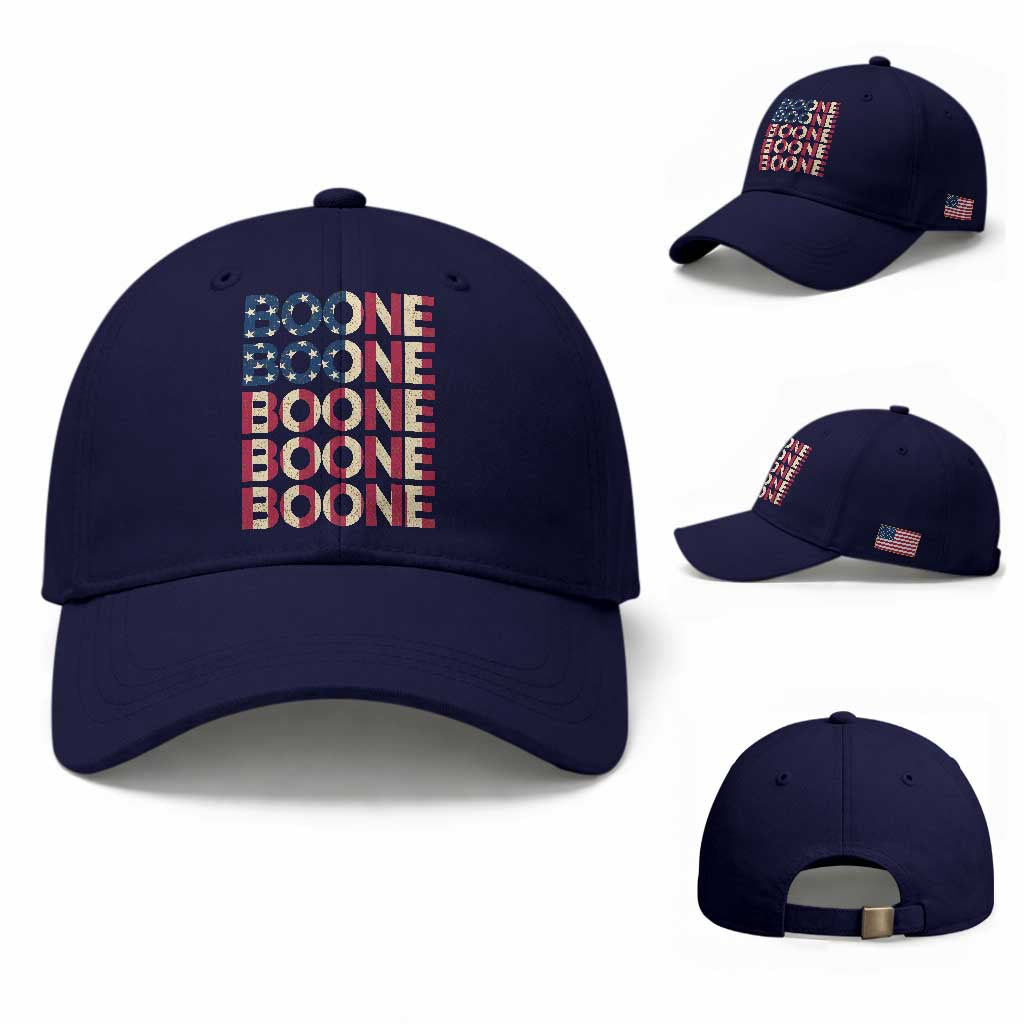 Boone Name Lover American Flag USA Stars Stripes Baseball Cap