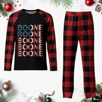 Boone Name Lover American Flag USA Stars Stripes Plaid Pajama Set