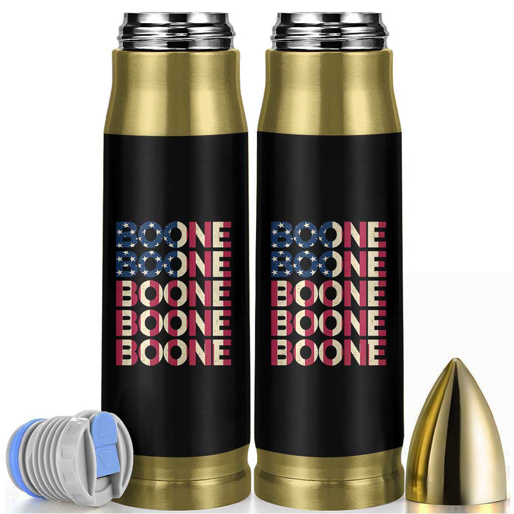 Boone Name Lover American Flag USA Stars Stripes Bullet Tumbler