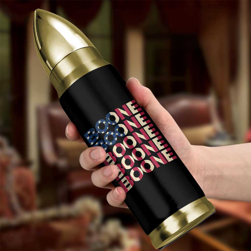 Boone Name Lover American Flag USA Stars Stripes Bullet Tumbler