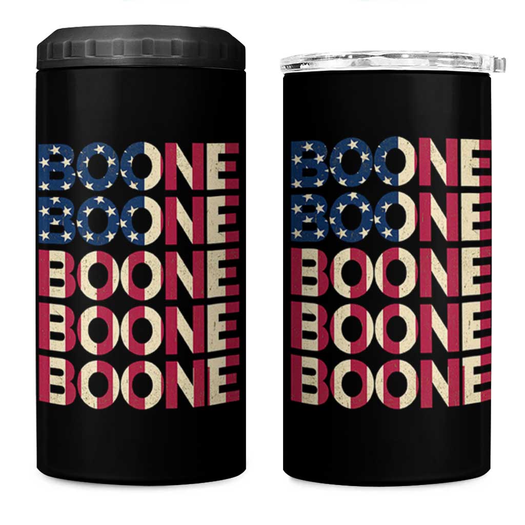 Boone Name Lover American Flag USA Stars Stripes 4 in 1 Can Cooler Tumbler