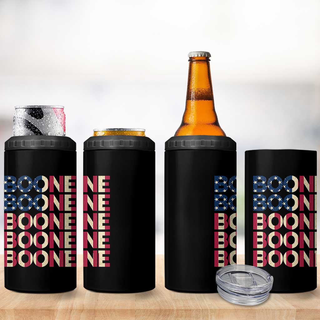 Boone Name Lover American Flag USA Stars Stripes 4 in 1 Can Cooler Tumbler