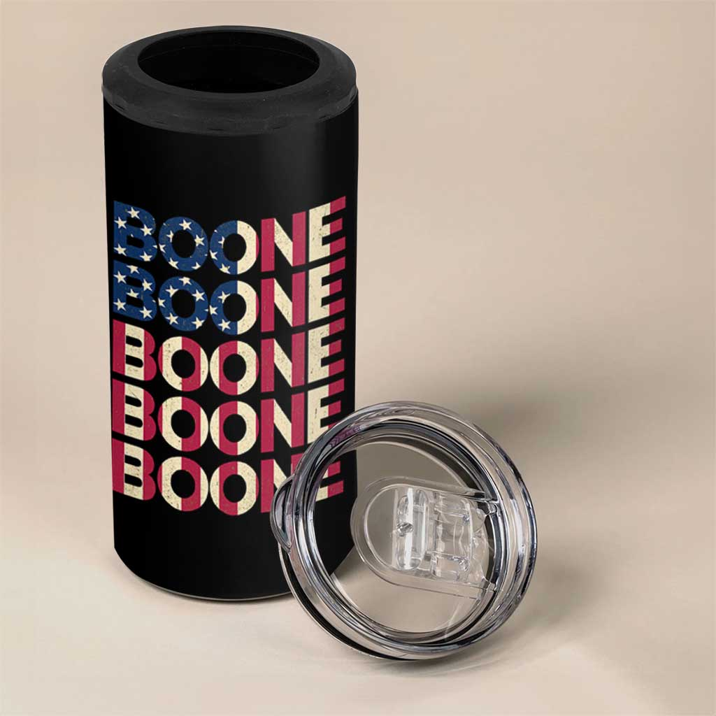 Boone Name Lover American Flag USA Stars Stripes 4 in 1 Can Cooler Tumbler