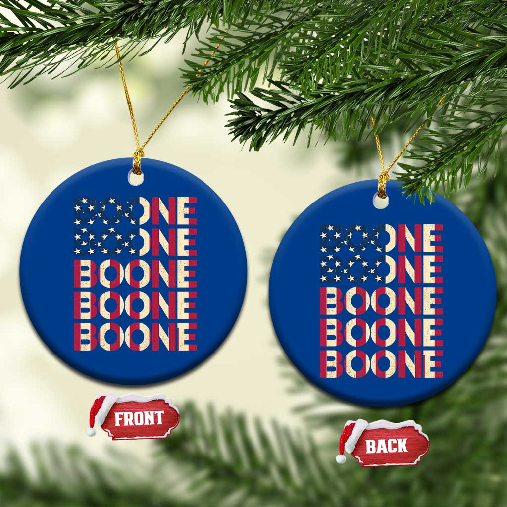 Boone Name Lover American Flag USA Stars Stripes Ceramic Ornament