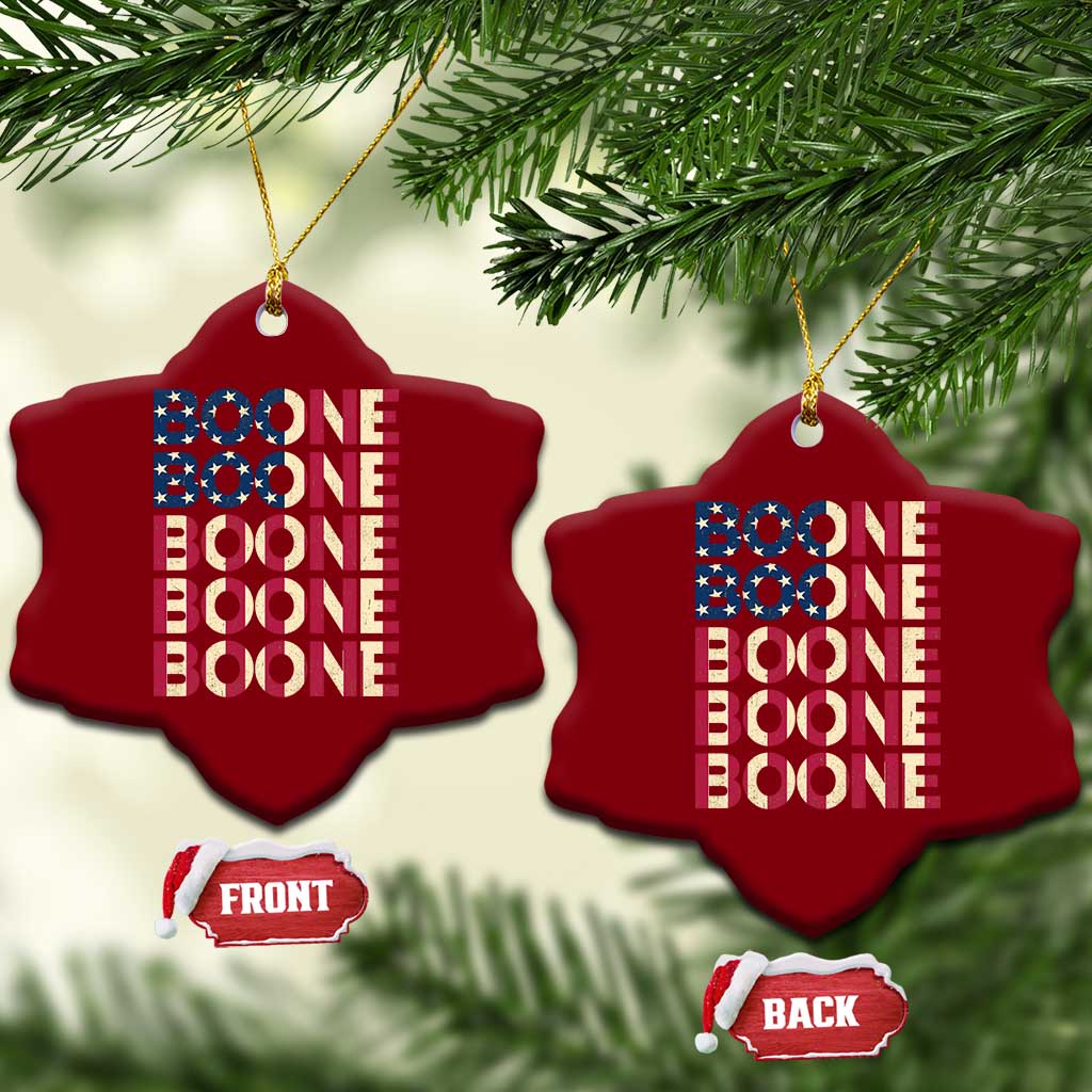 Boone Name Lover American Flag USA Stars Stripes Ceramic Ornament