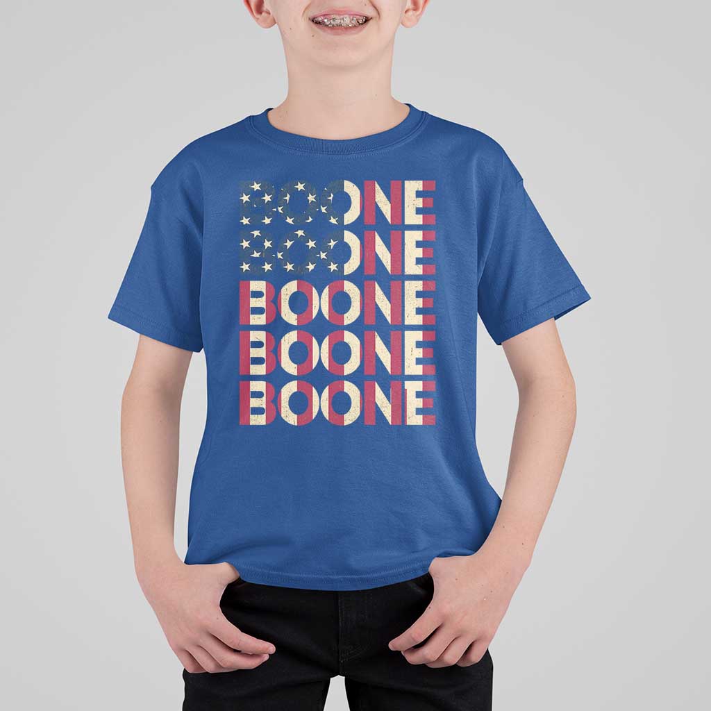 Boone Name Lover American Flag USA Stars Stripes T Shirt For Kid