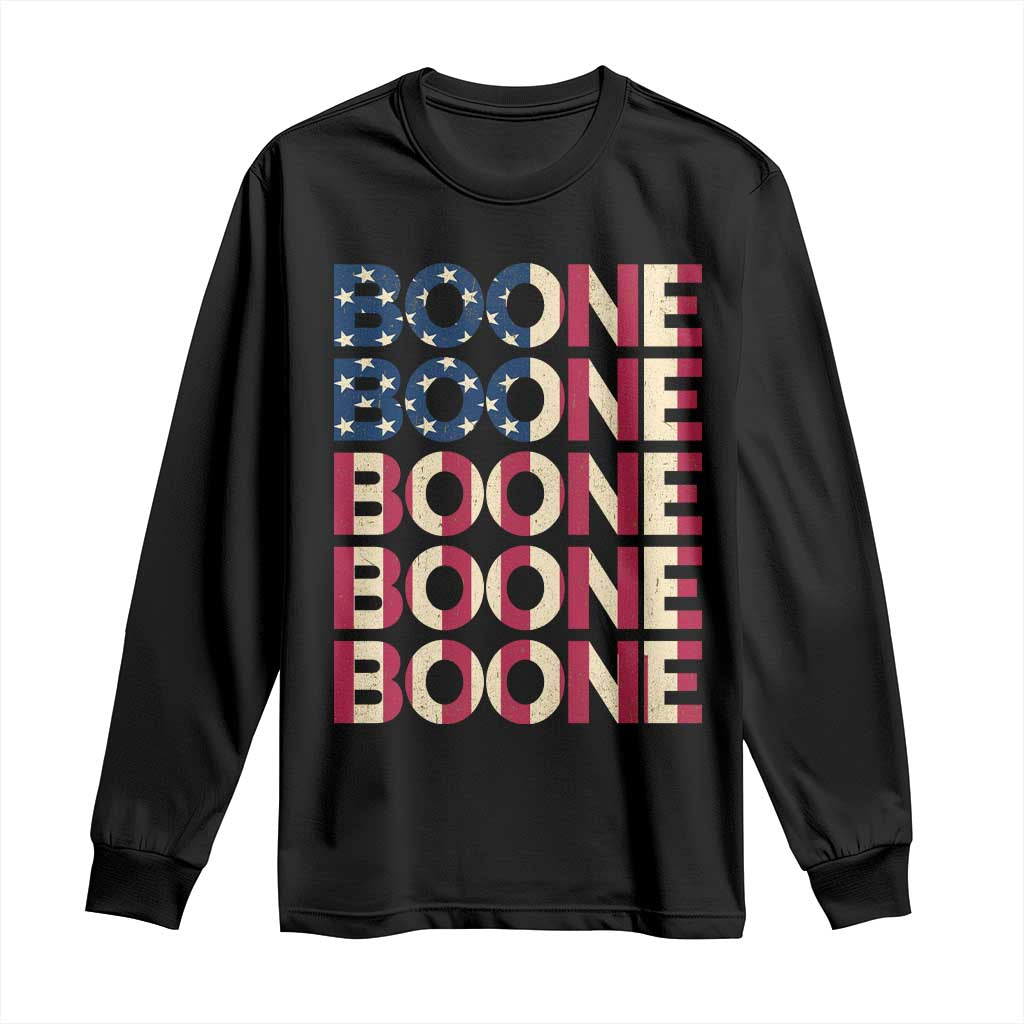 Boone Name Lover American Flag USA Stars Stripes Long Sleeve Shirt