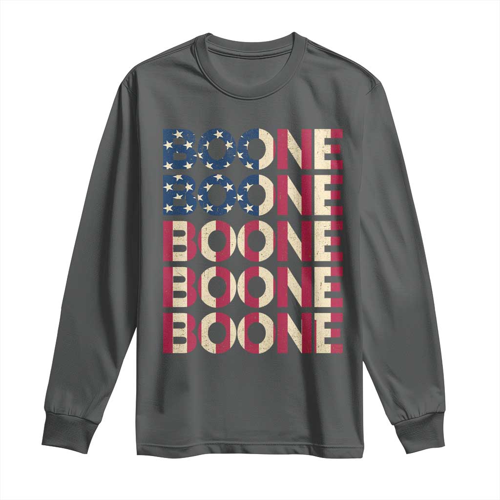 Boone Name Lover American Flag USA Stars Stripes Long Sleeve Shirt