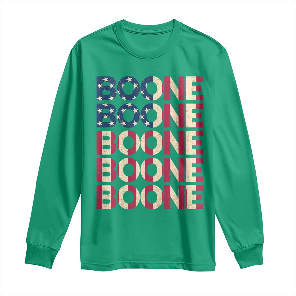 Boone Name Lover American Flag USA Stars Stripes Long Sleeve Shirt