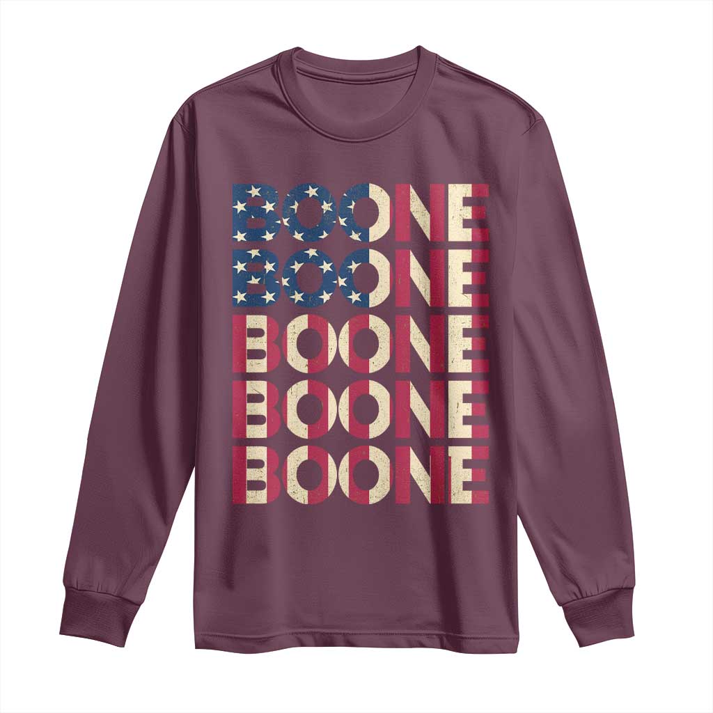 Boone Name Lover American Flag USA Stars Stripes Long Sleeve Shirt
