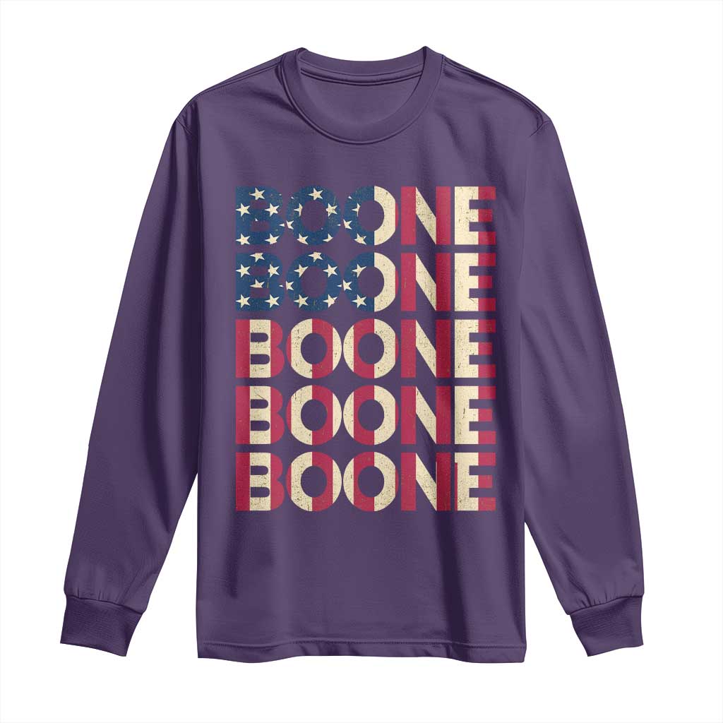 Boone Name Lover American Flag USA Stars Stripes Long Sleeve Shirt