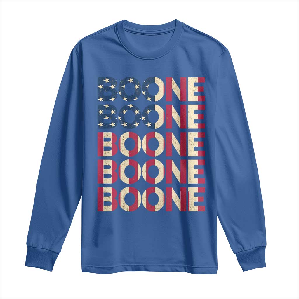 Boone Name Lover American Flag USA Stars Stripes Long Sleeve Shirt