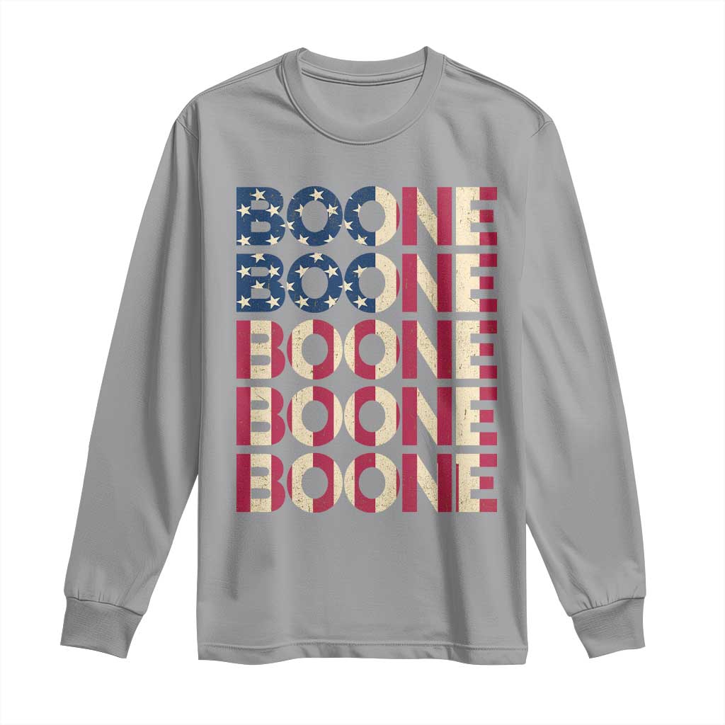 Boone Name Lover American Flag USA Stars Stripes Long Sleeve Shirt