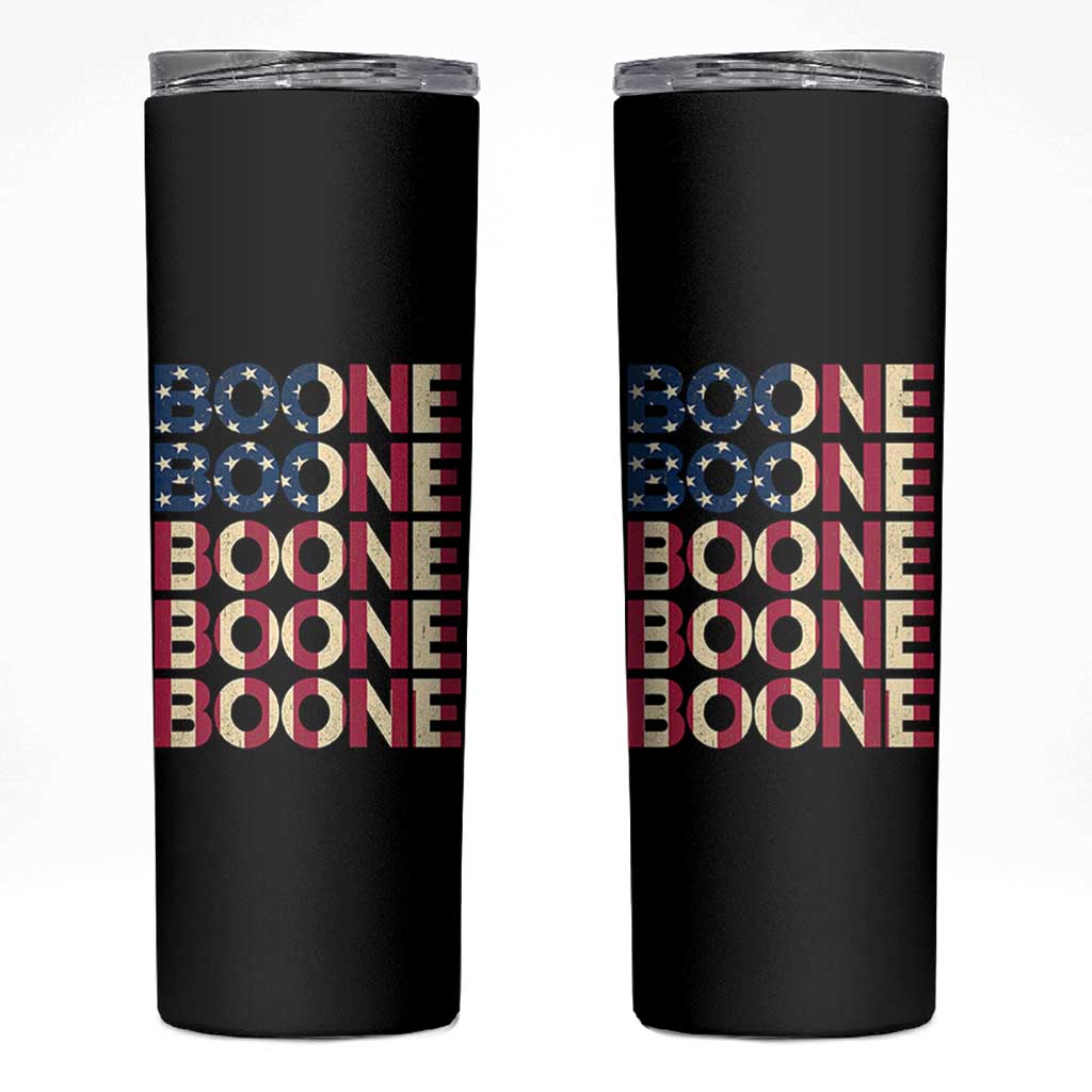 Boone Name Lover American Flag USA Stars Stripes Skinny Tumbler