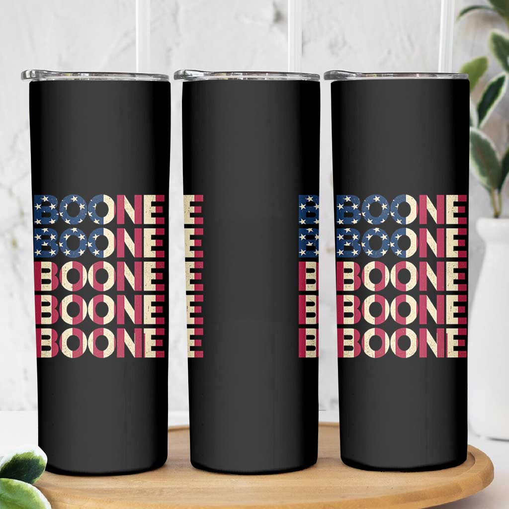 Boone Name Lover American Flag USA Stars Stripes Skinny Tumbler