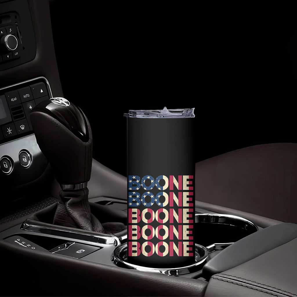 Boone Name Lover American Flag USA Stars Stripes Skinny Tumbler