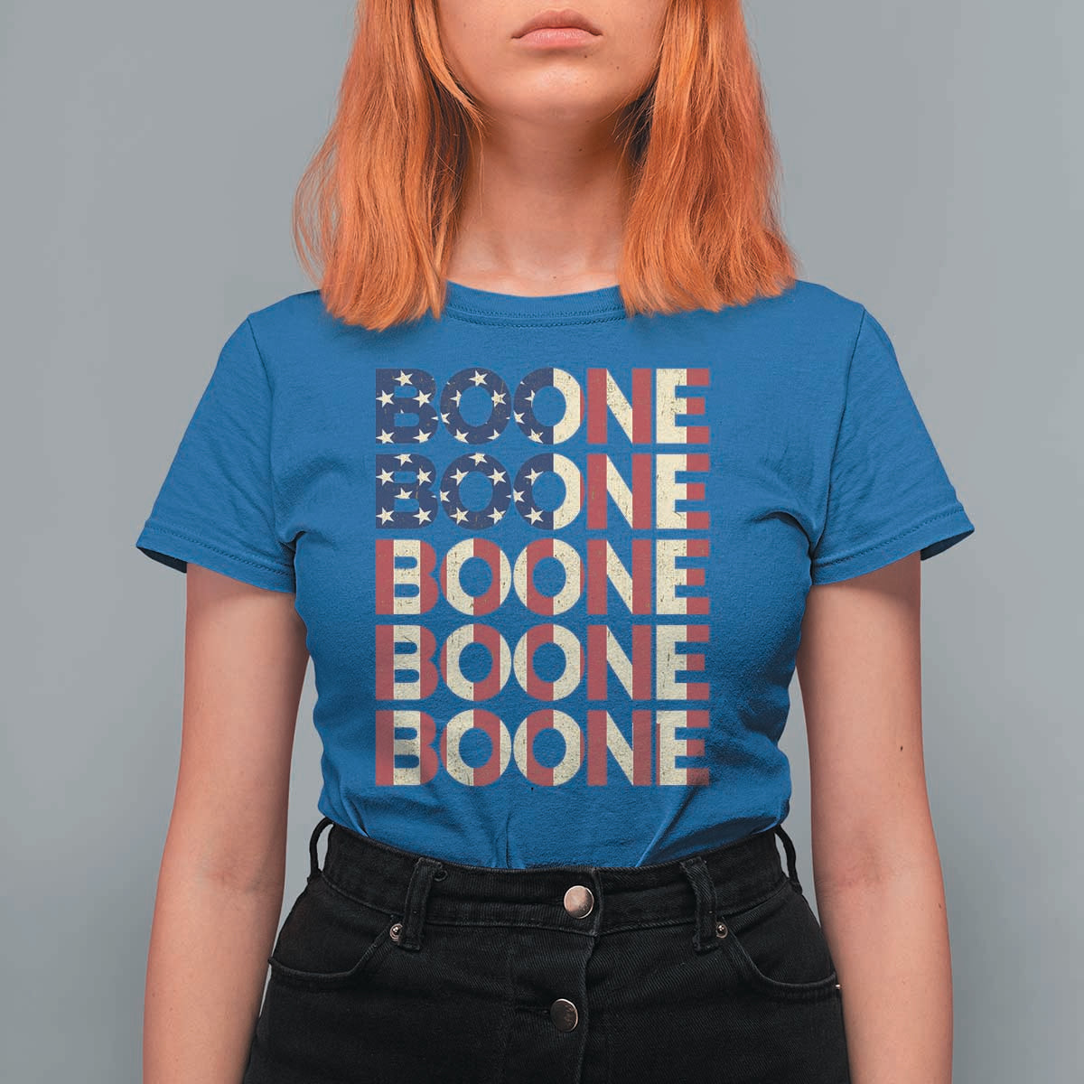 Boone Name Lover American Flag USA Stars Stripes T Shirt For Women
