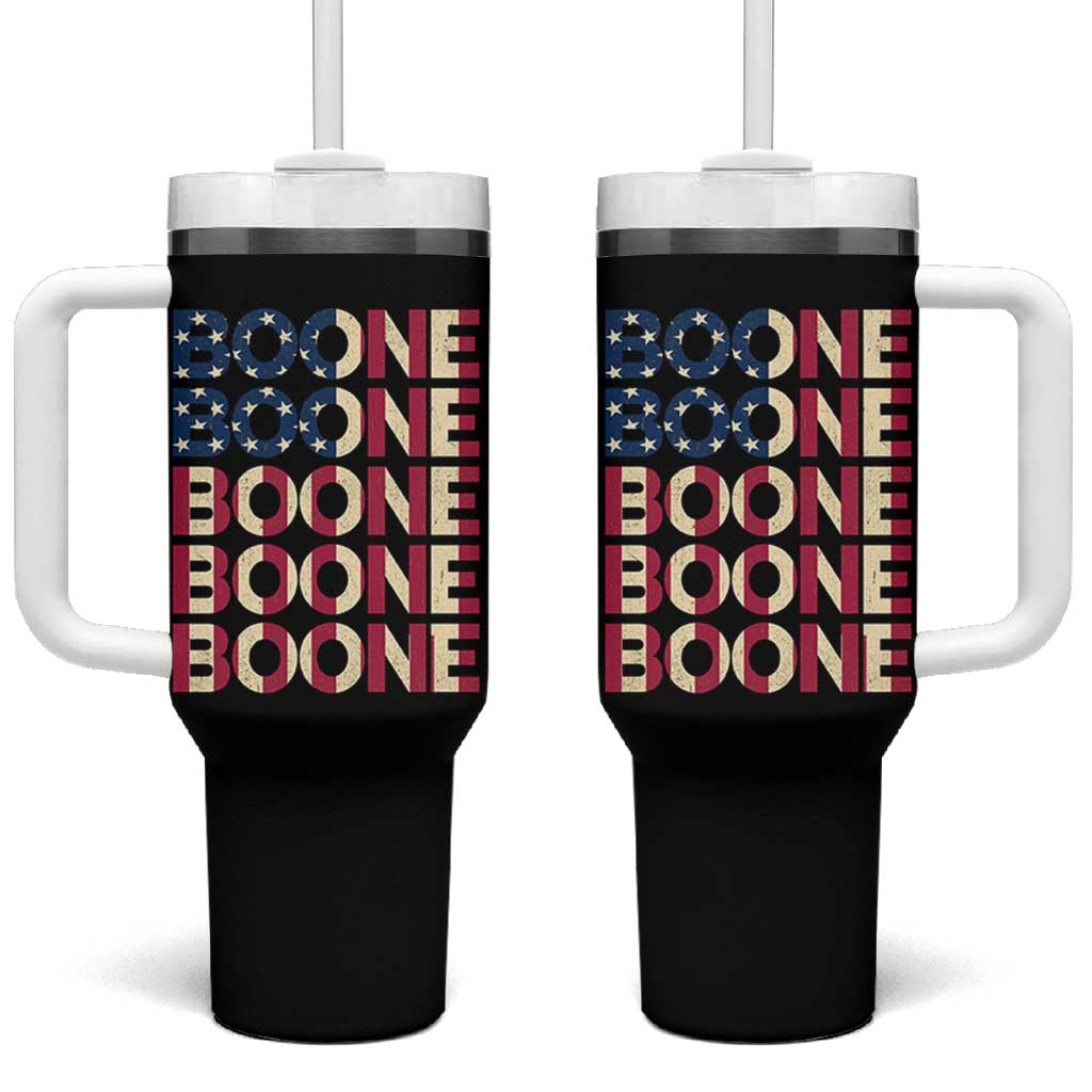 Boone Name Lover American Flag USA Stars Stripes Tumbler With Handle