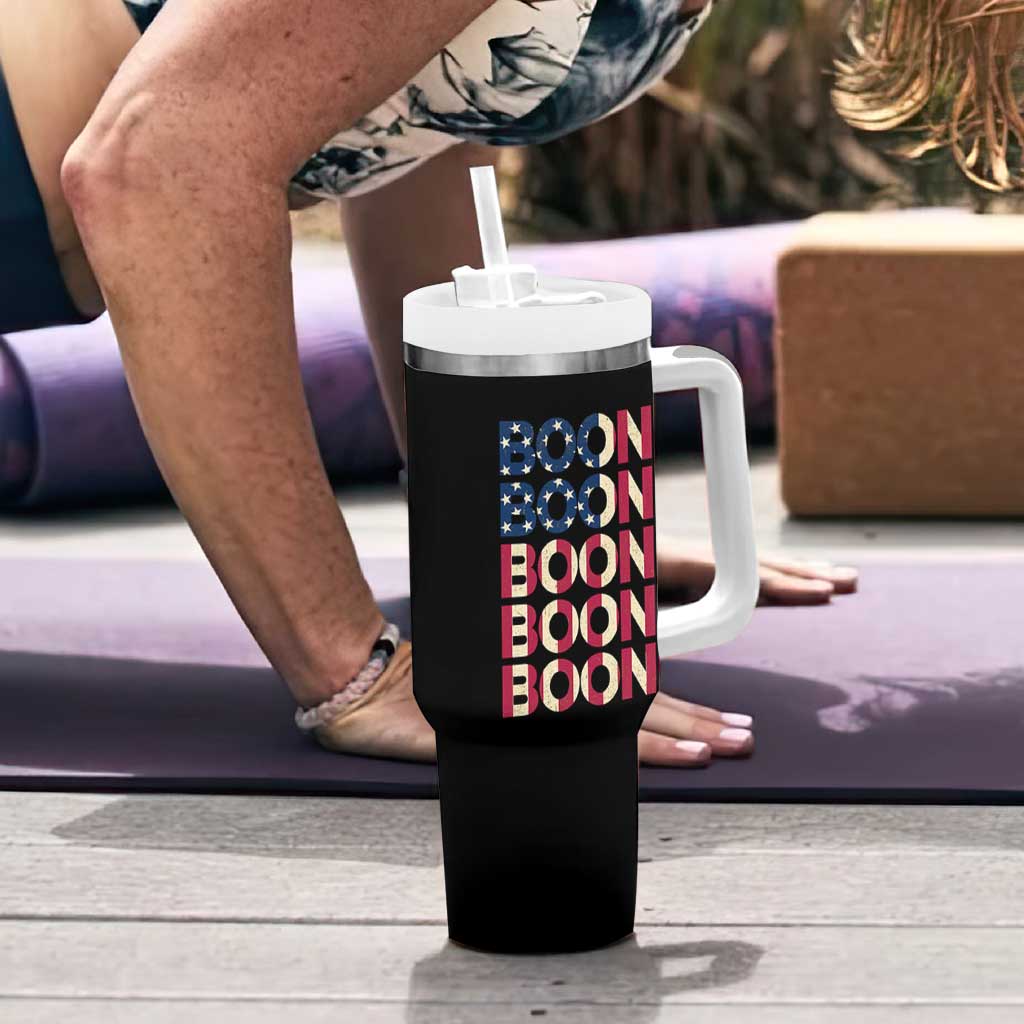 Boone Name Lover American Flag USA Stars Stripes Tumbler With Handle