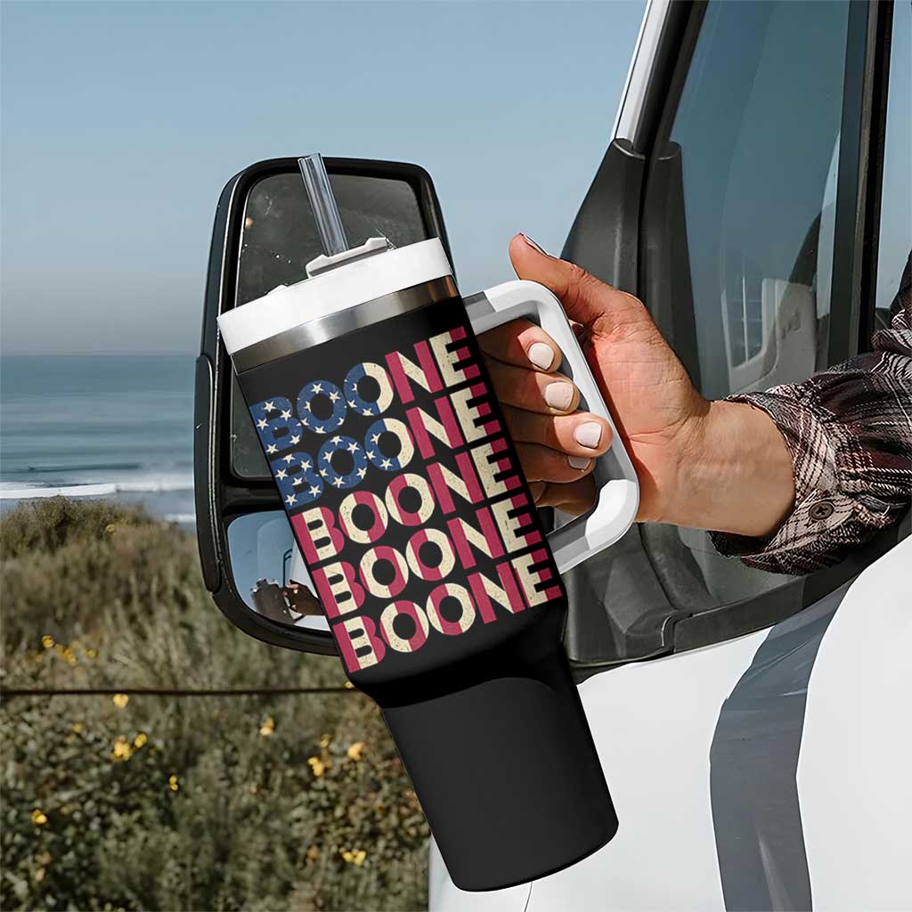 Boone Name Lover American Flag USA Stars Stripes Tumbler With Handle