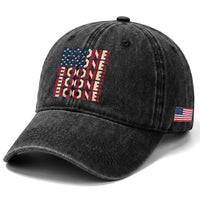 Boone Name Lover American Flag USA Stars Stripes Washed Cotton Baseball Cap
