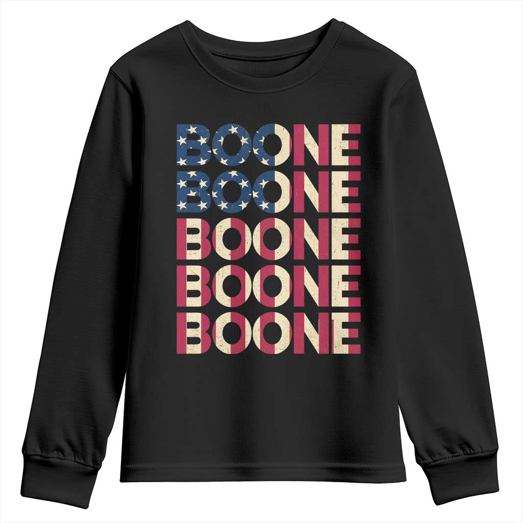 Boone Name Lover American Flag USA Stars Stripes Youth Sweatshirt