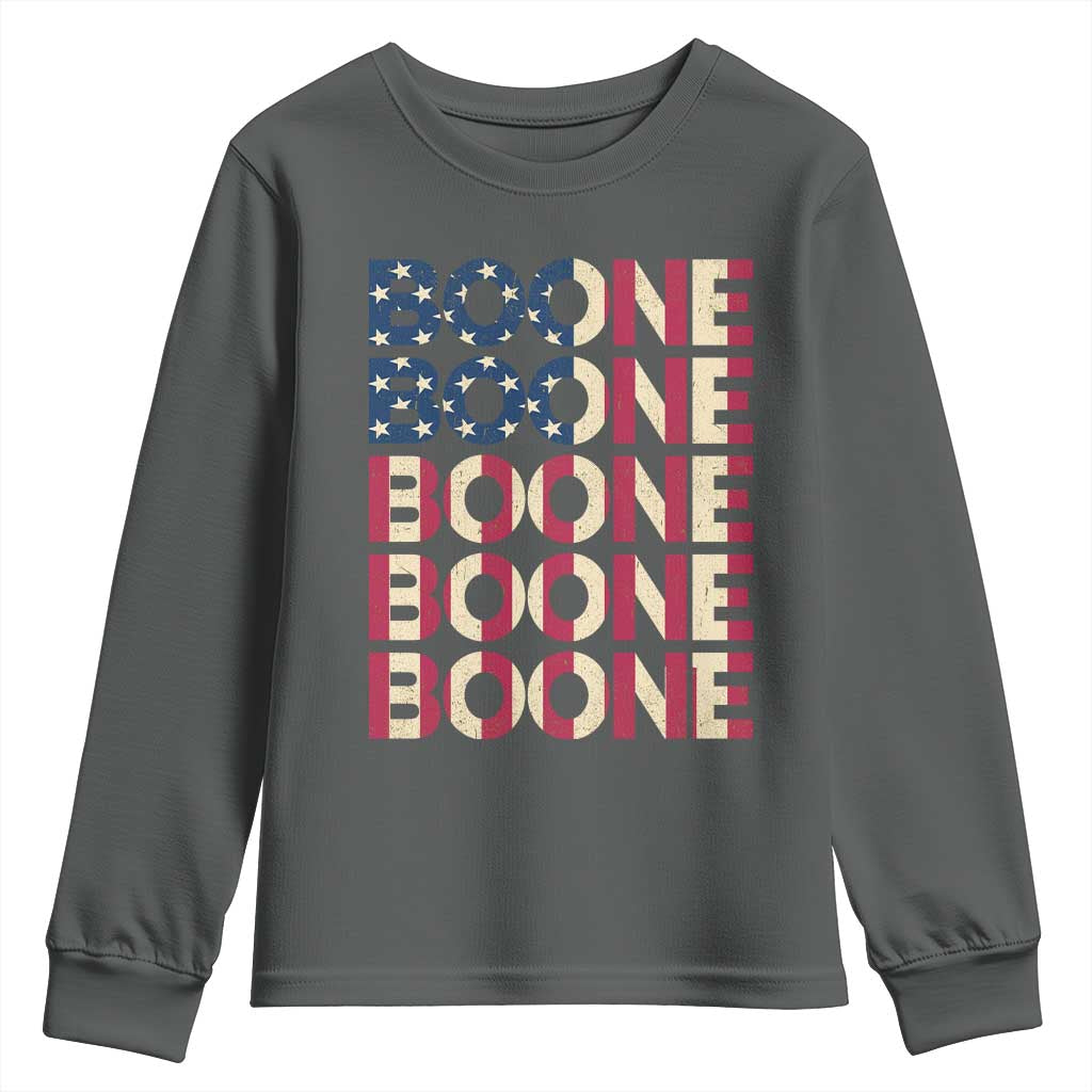 Boone Name Lover American Flag USA Stars Stripes Youth Sweatshirt