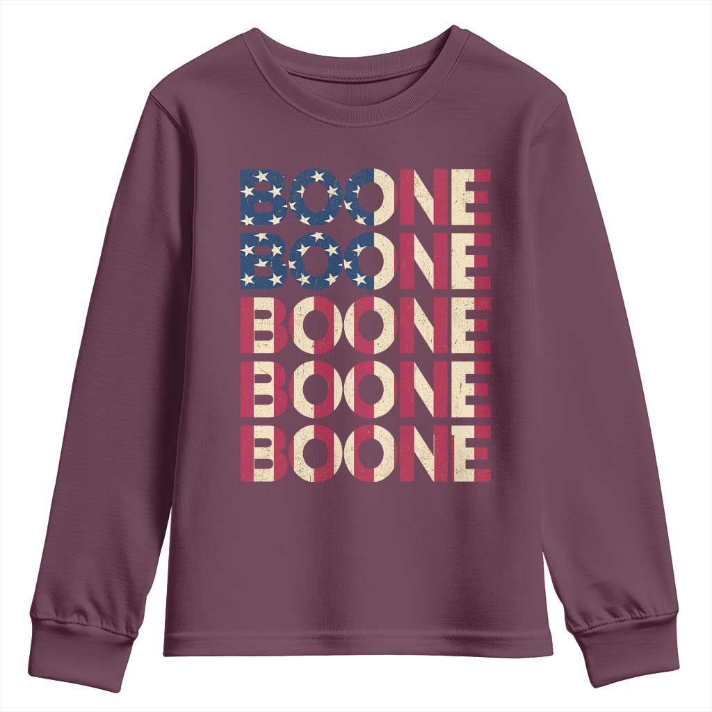 Boone Name Lover American Flag USA Stars Stripes Youth Sweatshirt
