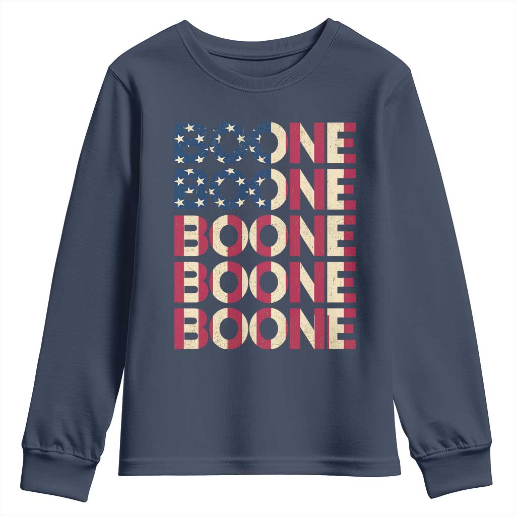 Boone Name Lover American Flag USA Stars Stripes Youth Sweatshirt