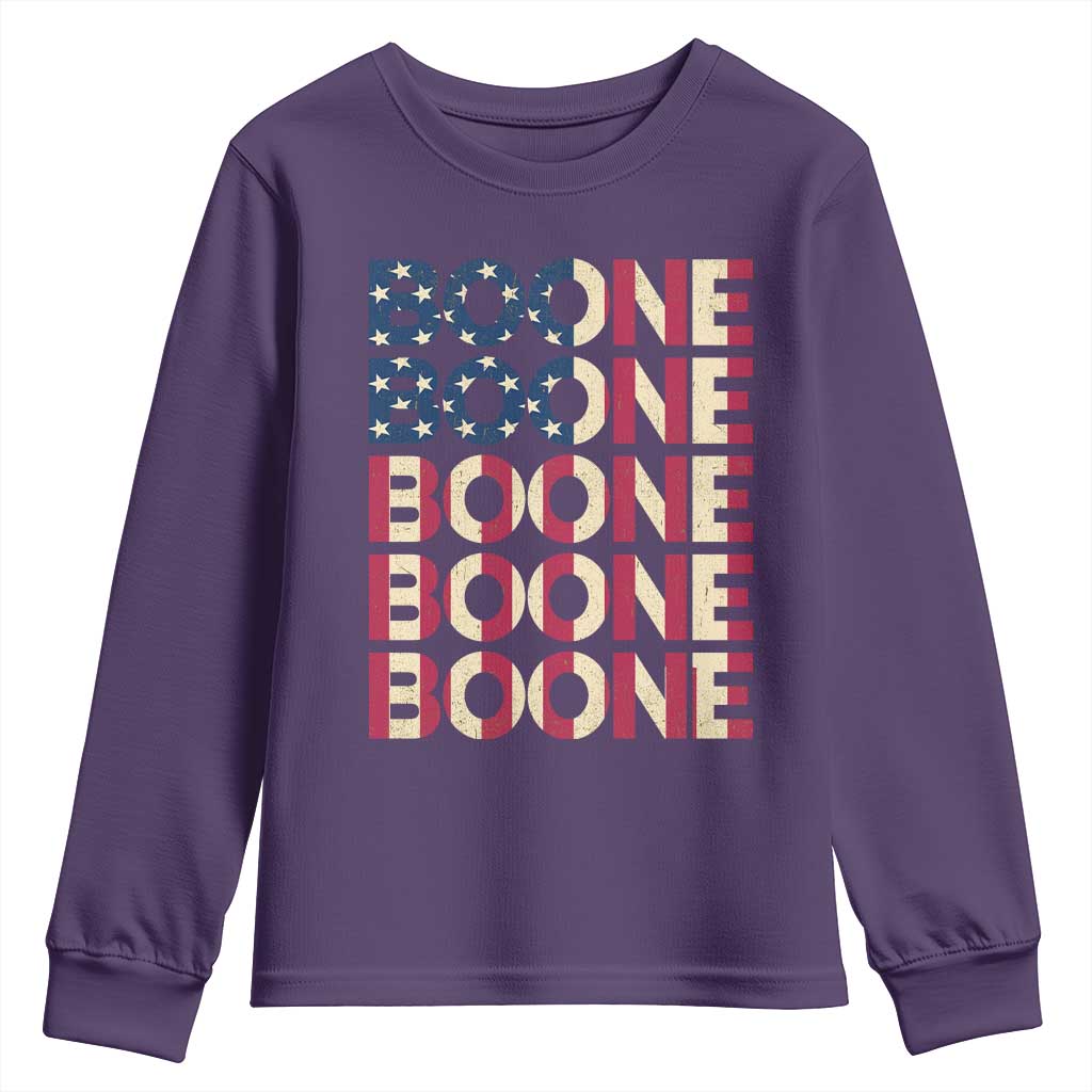 Boone Name Lover American Flag USA Stars Stripes Youth Sweatshirt