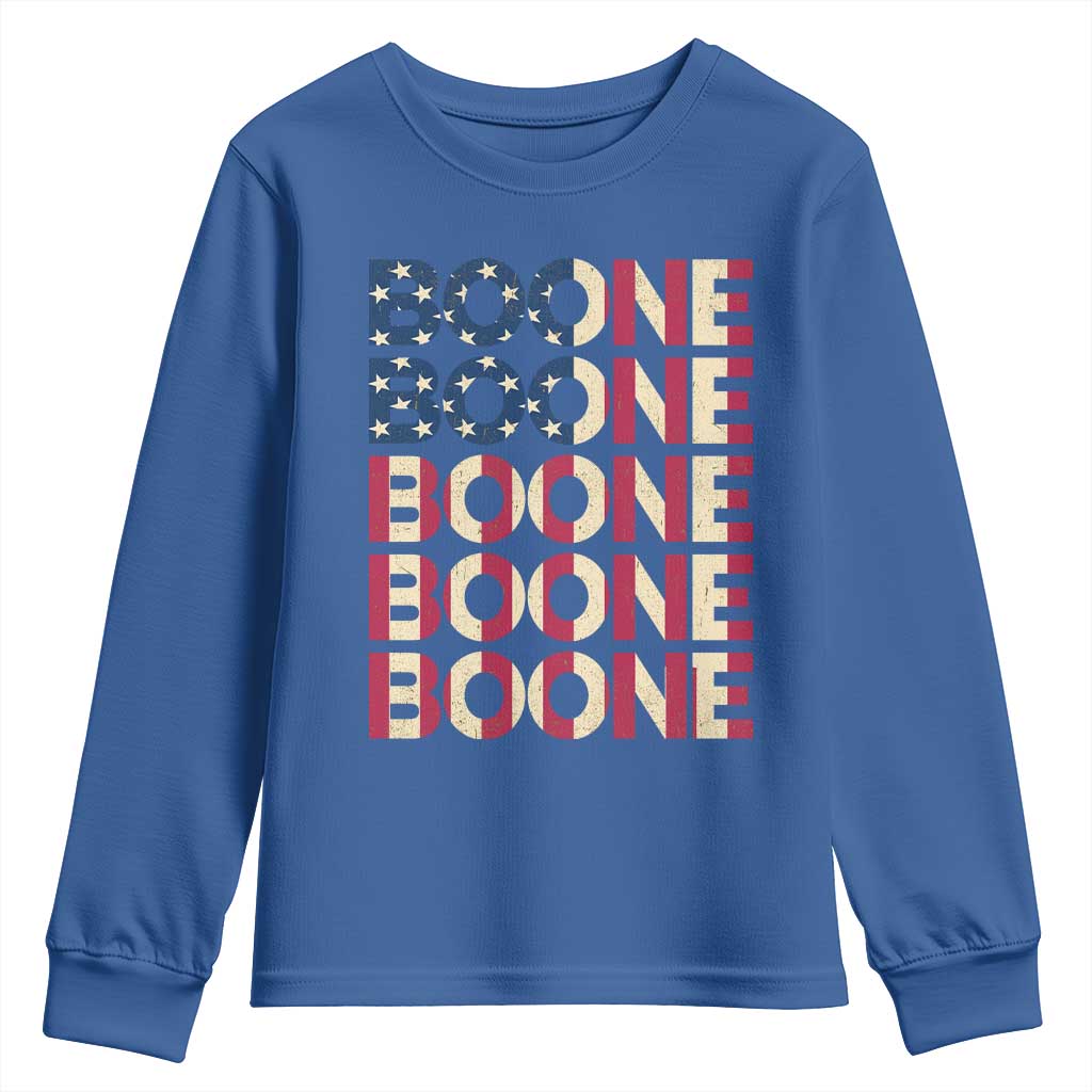 Boone Name Lover American Flag USA Stars Stripes Youth Sweatshirt