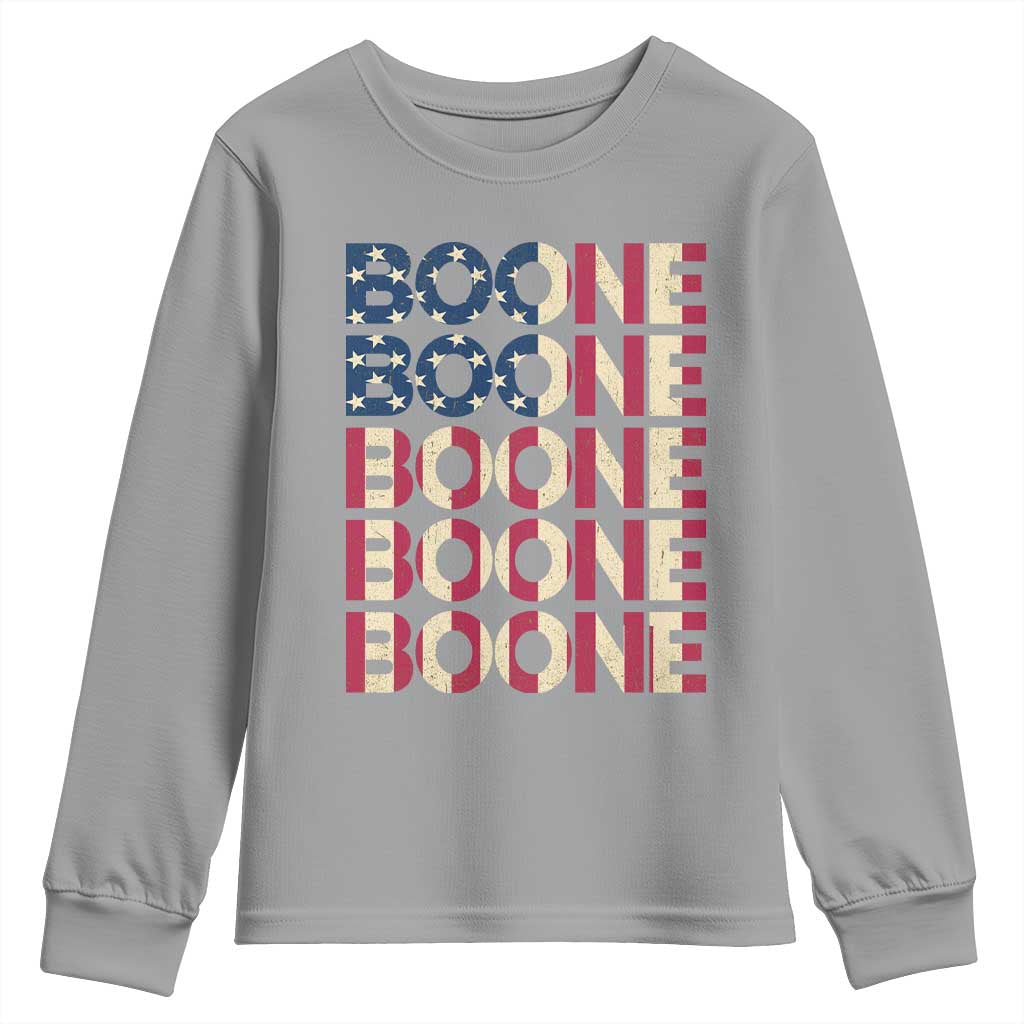 Boone Name Lover American Flag USA Stars Stripes Youth Sweatshirt