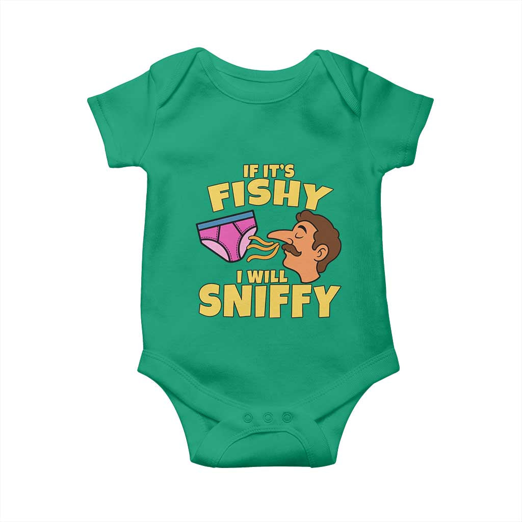 Funny Adult Humor Underwear Sniff Graphic Baby Onesie If It is Fishy I Will Sniffy Innuendo Absurdist Meme