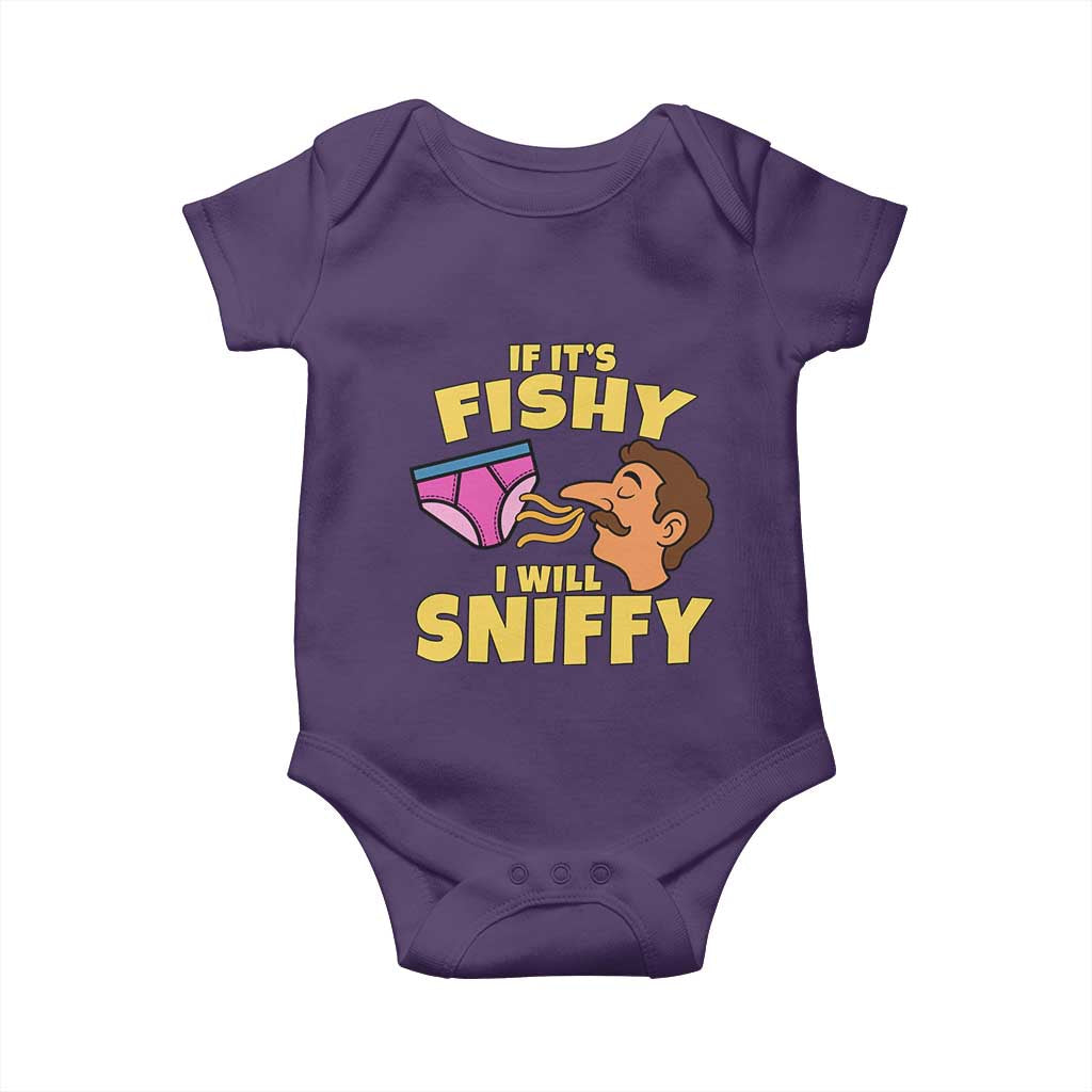 Funny Adult Humor Underwear Sniff Graphic Baby Onesie If It is Fishy I Will Sniffy Innuendo Absurdist Meme