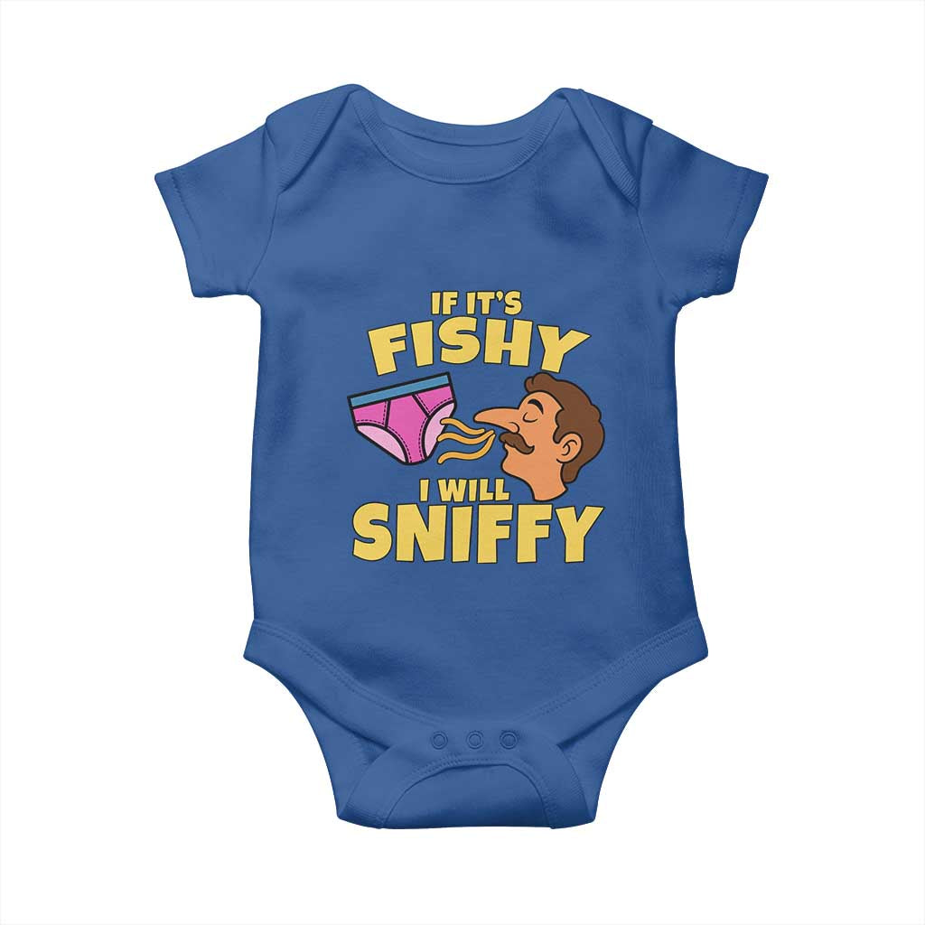 Funny Adult Humor Underwear Sniff Graphic Baby Onesie If It is Fishy I Will Sniffy Innuendo Absurdist Meme