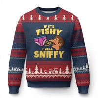 Funny Adult Humor Underwear Sniff Graphic Ugly Christmas Sweater If It is Fishy I Will Sniffy Innuendo Absurdist Meme