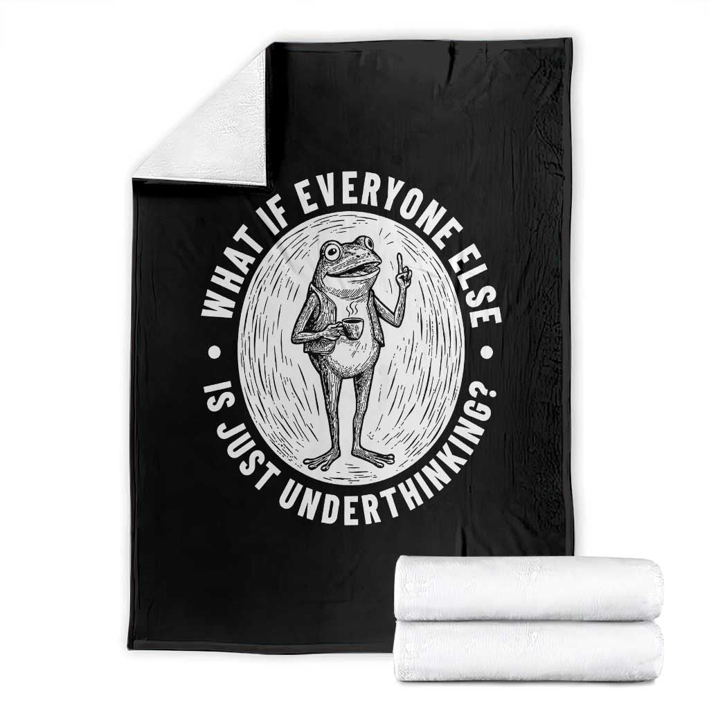 Funny Vintage Relaxed Frog Drinking Coffee Meme Throw Blanket Wish I Lacked Critical Thinking Skills You All Seem So Happy
