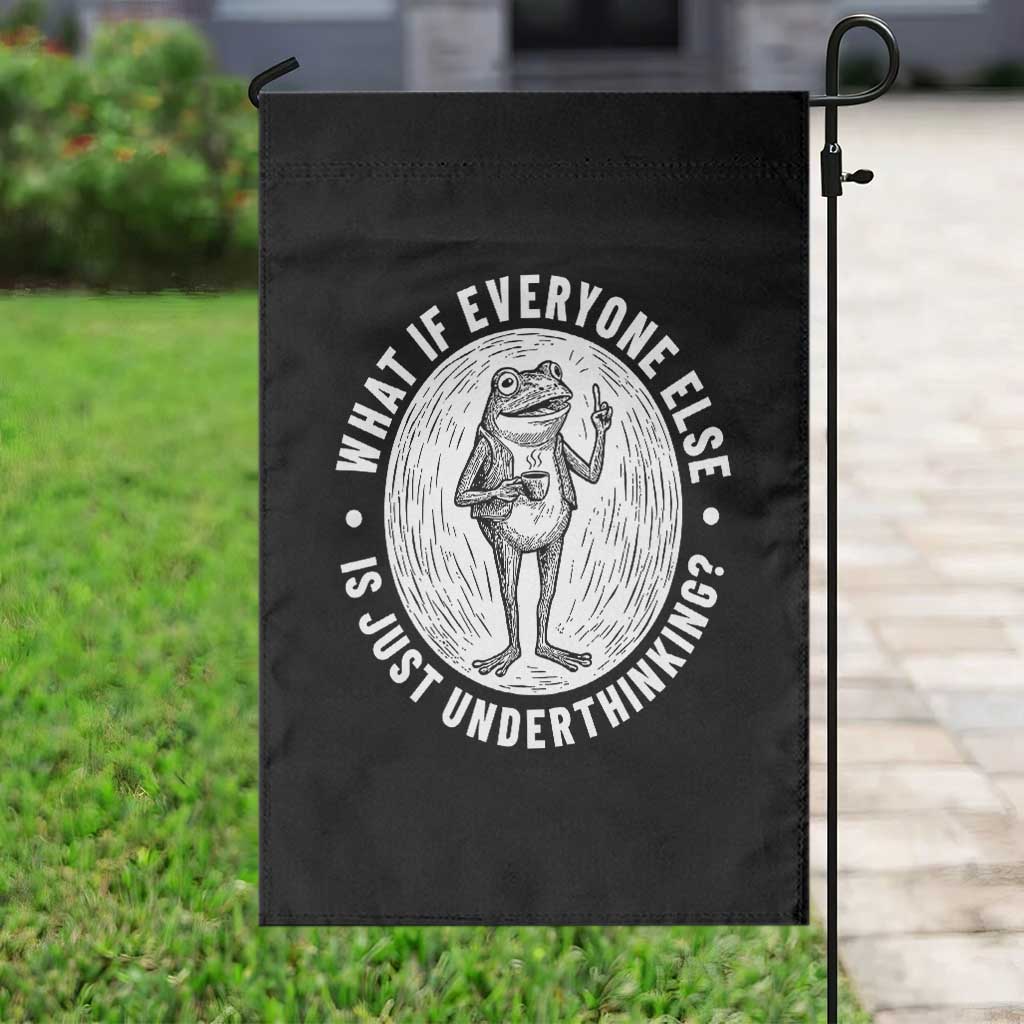 Funny Vintage Relaxed Frog Drinking Coffee Meme Garden Flag Wish I Lacked Critical Thinking Skills You All Seem So Happy