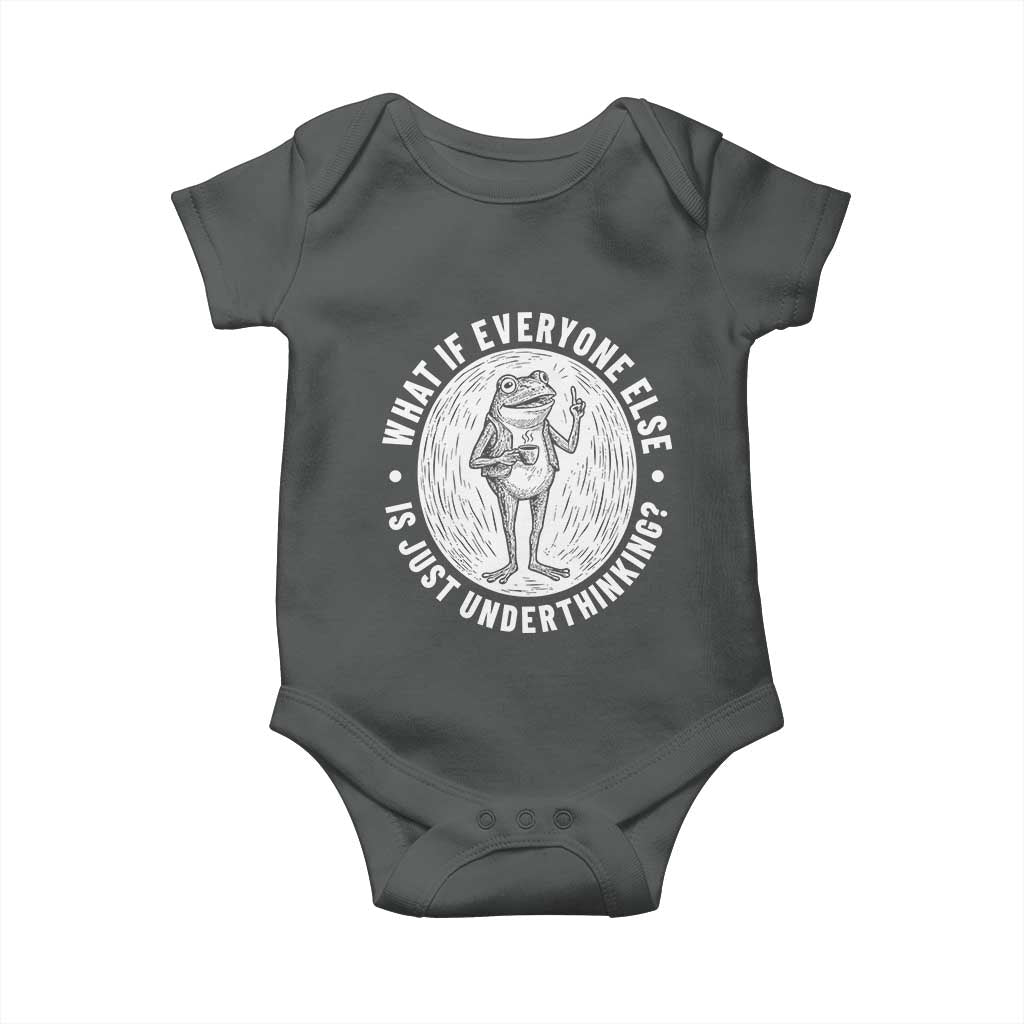 Funny Vintage Relaxed Frog Drinking Coffee Meme Baby Onesie Wish I Lacked Critical Thinking Skills You All Seem So Happy